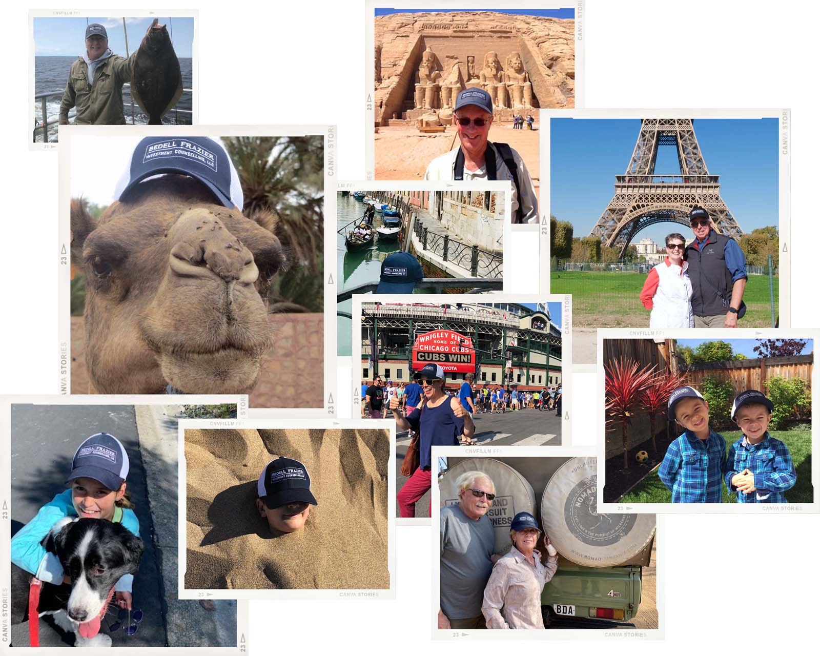 BFIC Traveling Hat Collage - Bedell Frazier Investment Counselling, LLC - Registered Investment Advisor