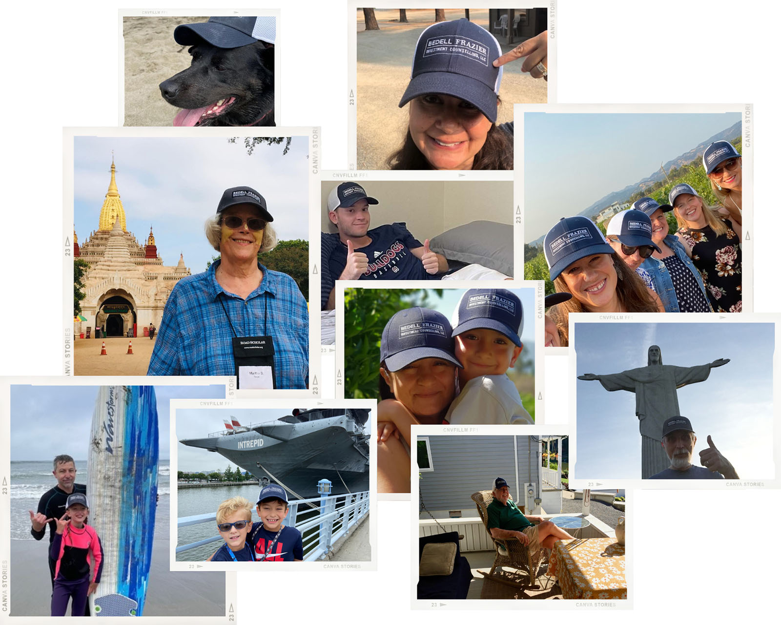 BFIC Traveling Hat Collage - Bedell Frazier Investment Counselling, LLC - Registered Investment Advisor